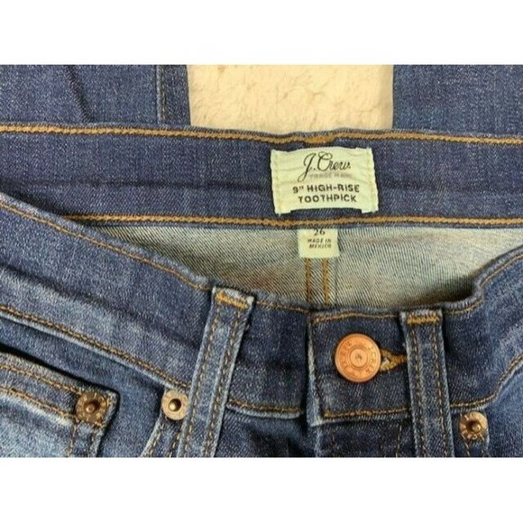 J Crew Size 26 Womens Jeans 9" High Rise Toothpick Rip Torn Distressed S… - Picture 3 of 4